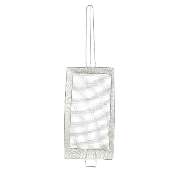 Cesto aramado retangular com suporte frontal para fritadeiras