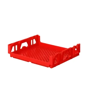 Cesto plástico vermelho empilhável para transporte e armazenamento de pães de forma