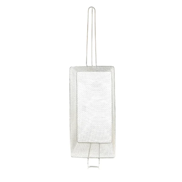 Cesto aramado retangular com suporte frontal para fritadeiras